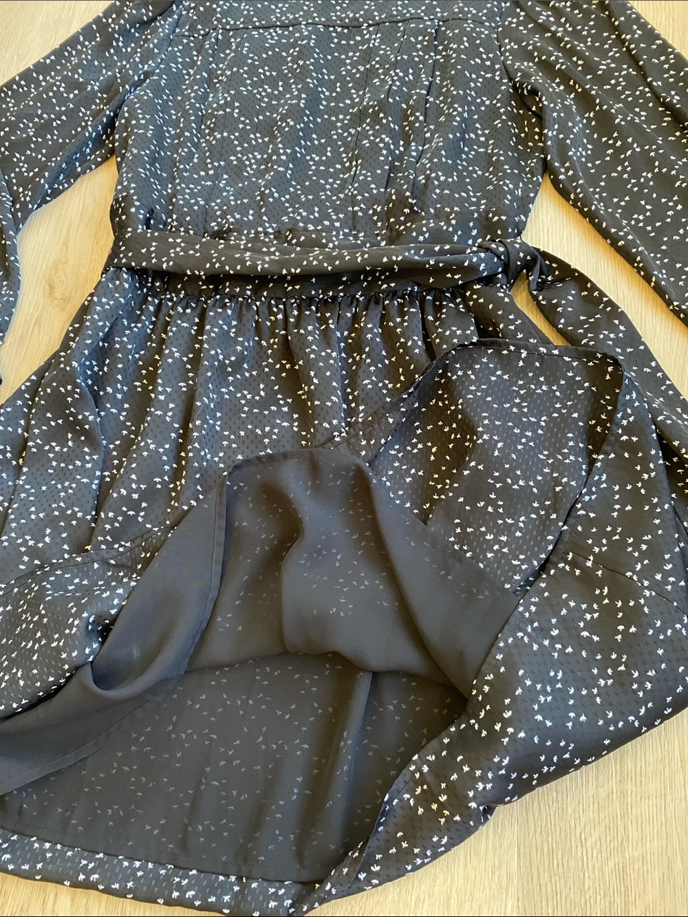 Club Monaco Black White Printed Long Sleeve Belted Fit & Flare Mini Dress 10 - Picture 6 of 9